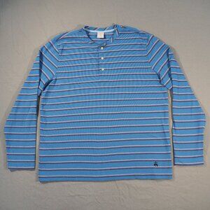 Brooks Brothers Shirt Mens Extra Large Blue Stripe Henley Thermal Academia